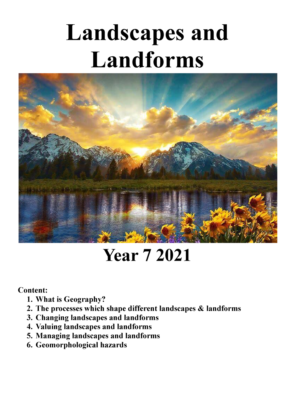 Yr7 GEO Landscapes And Landforms Work Book.docx - Landscapes And ...