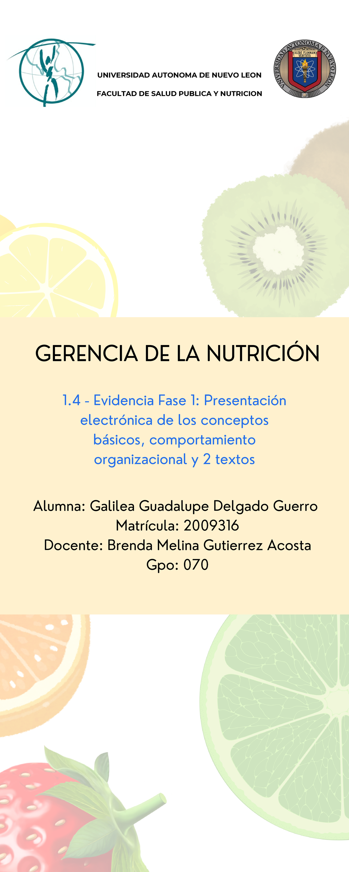 EV1 GGDG-2 - Conceptos básicos - GERENCIA DE LA NUTRICIÓN 1 - Evidencia ...