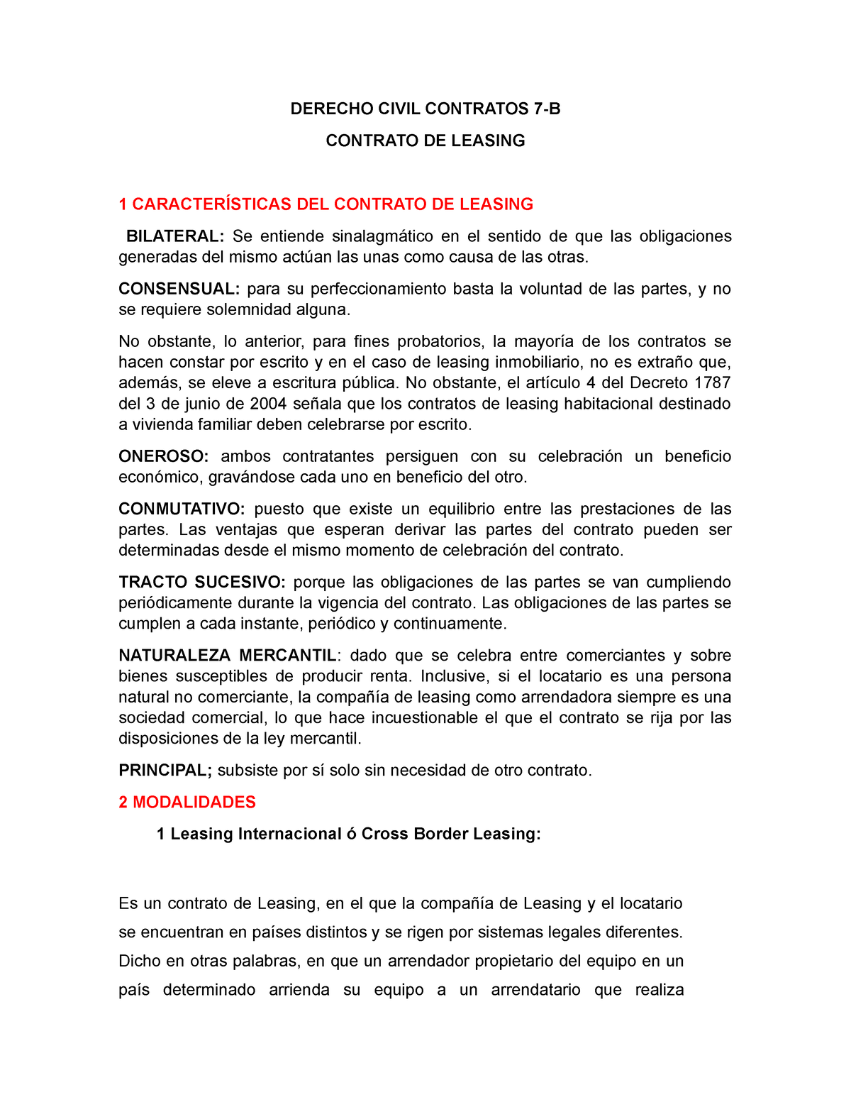 D Erecho Civil Contratos 7 Leasing - DERECHO CIVIL CONTRATOS 7-B ...