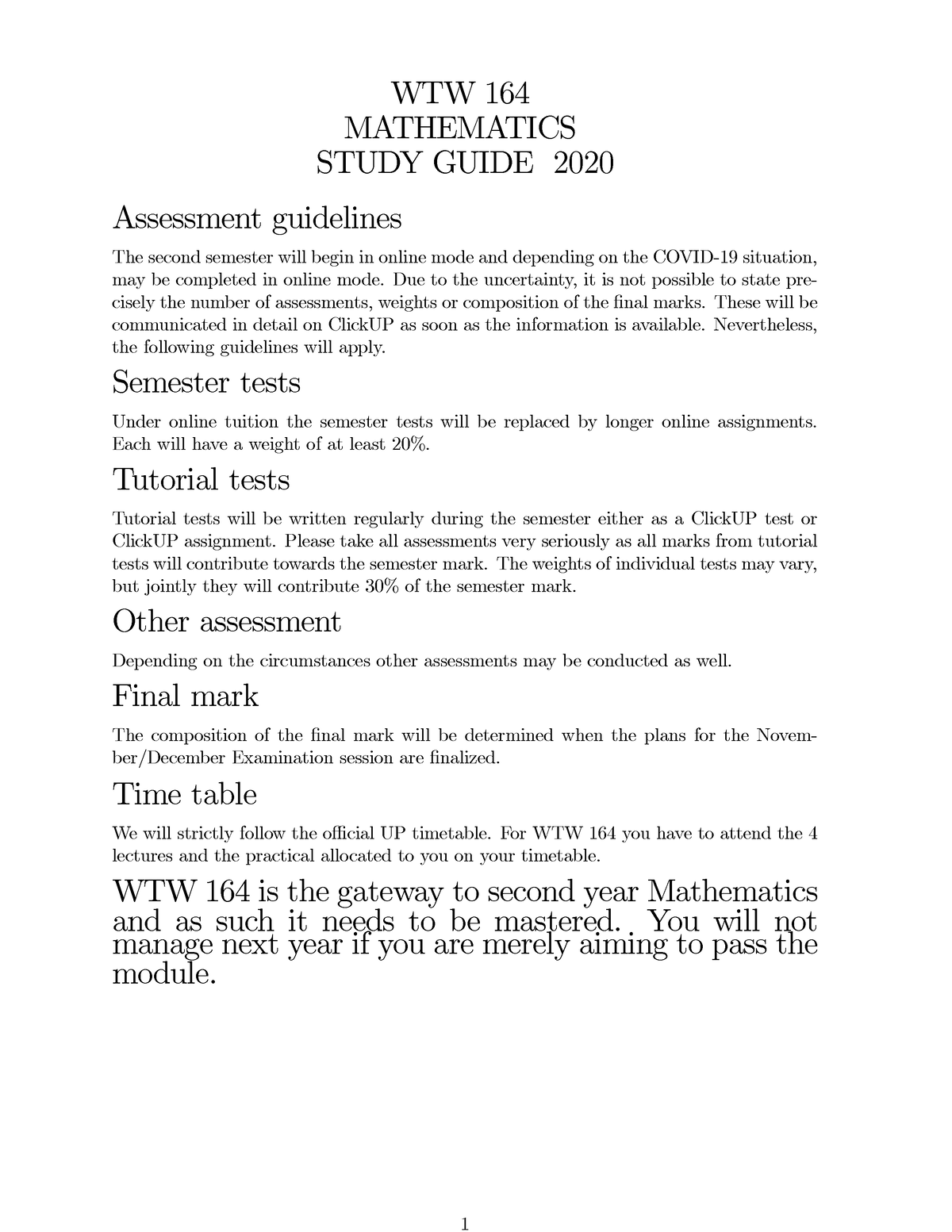 WTW164 Studyguide 2020 - WTW 164 MATHEMATICS STUDY GUIDE 2020 ...