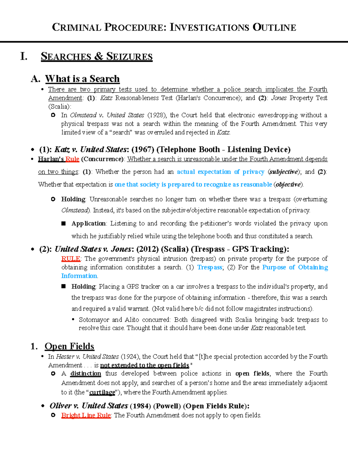 Criminal Procedure Investigations Outline - CJ 275 - MSU - Studocu