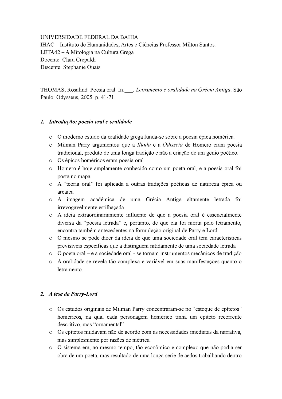 Leta42 Letramento E Oralidade Na Grécia Antiga Cap Iii Thomas Universidade Federal Da 6062