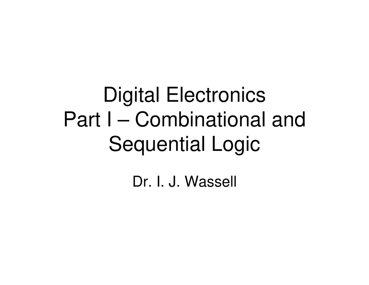 Digital Electronics Pdf - Digital Electronics Part I – Combinational ...