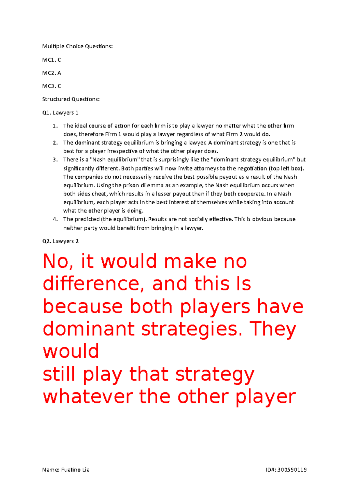 Multiple Choice Questions - C MC2. A MC3. C Structured Questions: Q1 ...