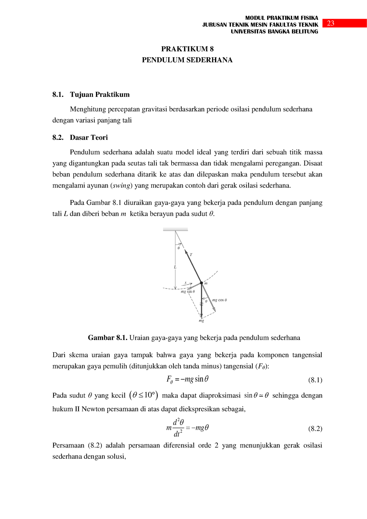 Modul Praktikum Fisika Dasar Teknik Mesin-11 - 23 MODUL PRAKTIKUM ...