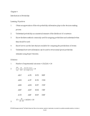 Statistics For Business Economics 14e Metric Version Chapter4 Chapter 4 Introduction To Studocu