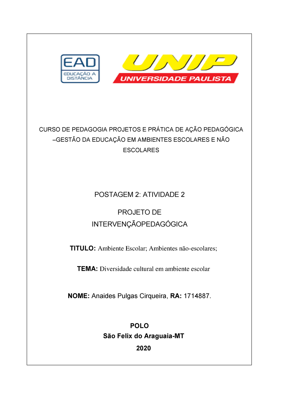 Anaides 02 De 02 Ppap Curso De Pedagogia Projetos E PrÁtica De AÇÃo PedagÓgica GestÃo Da 6954