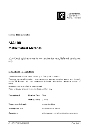 MA100 LT 2022-23 compressed - MA100: Mathematical Methods (LT) Contents ...