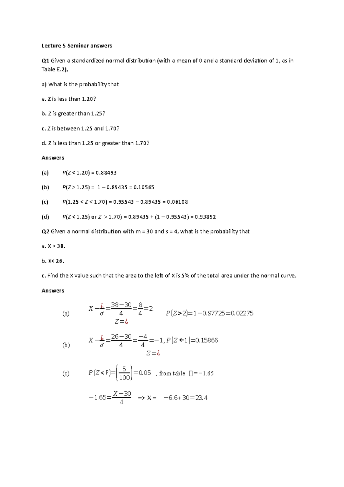 Lecture 6 Seminar answers with corrected questions(1)(1) - Lecture 5 ...