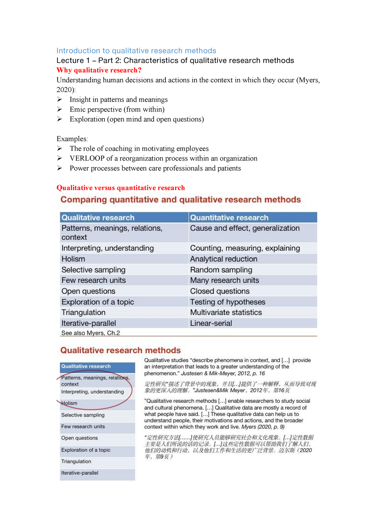 QRM Summary - All Lectures - Introduction To Qualitative Research ...