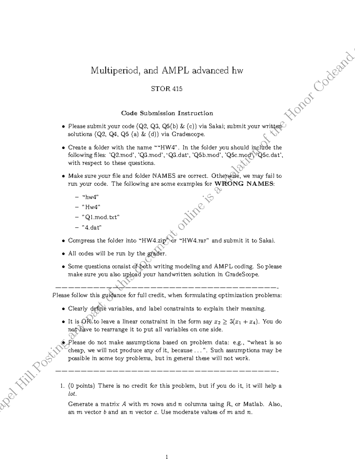 Ho4 - Extra Help - Multiperiod, And AMPL Advanced Hw STOR 415 Code ...