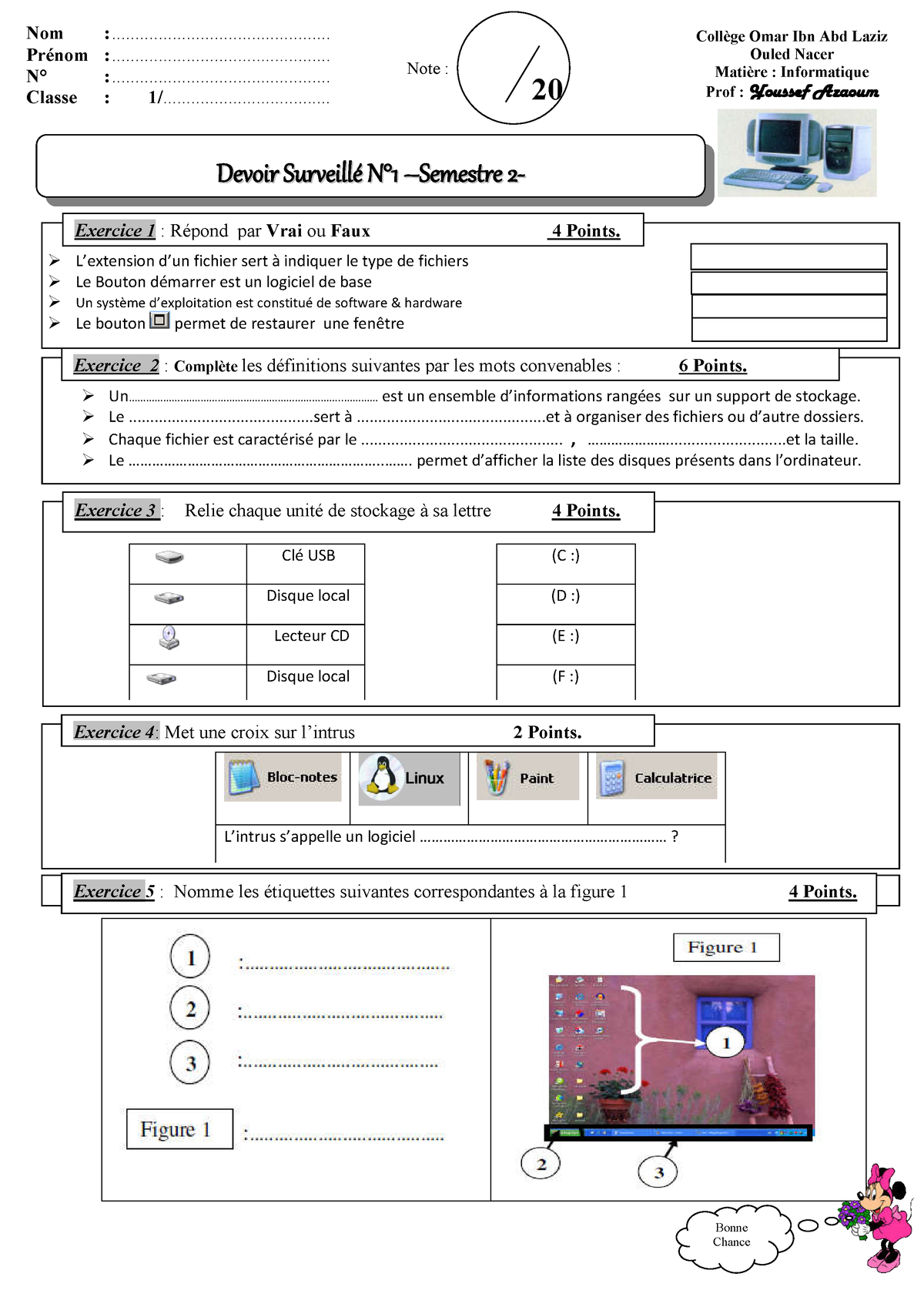 Devoir 1 Modele 6 Informatique Tronc Commun Semestre 2 - Nom : - Studocu