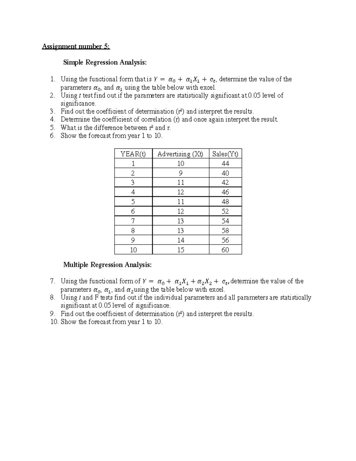 Module 3 Assignment Part 2 - Assignment number 5: Simple Regression ...