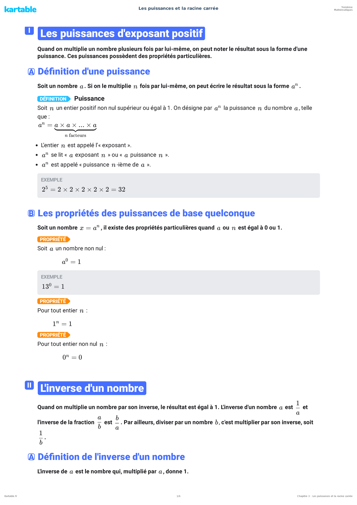 Les puissances et la racine carree - Les puissances et la racine carrée ...