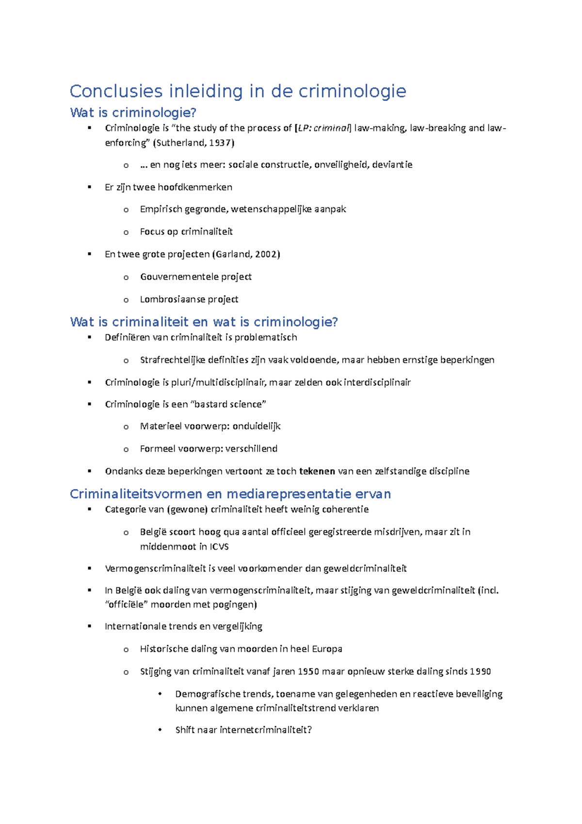 Conclusies inleiding in de criminologie - .. en nog iets meer: sociale ...