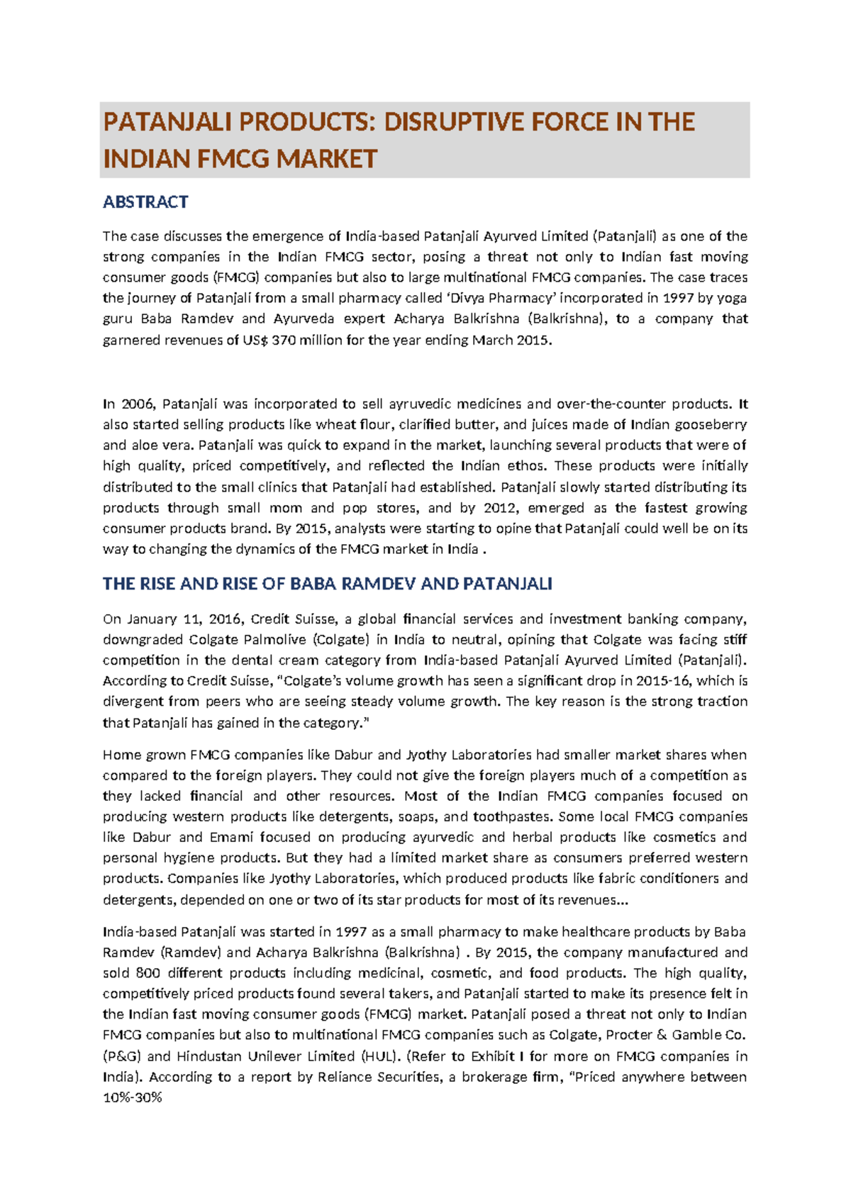 case study on patanjali pdf