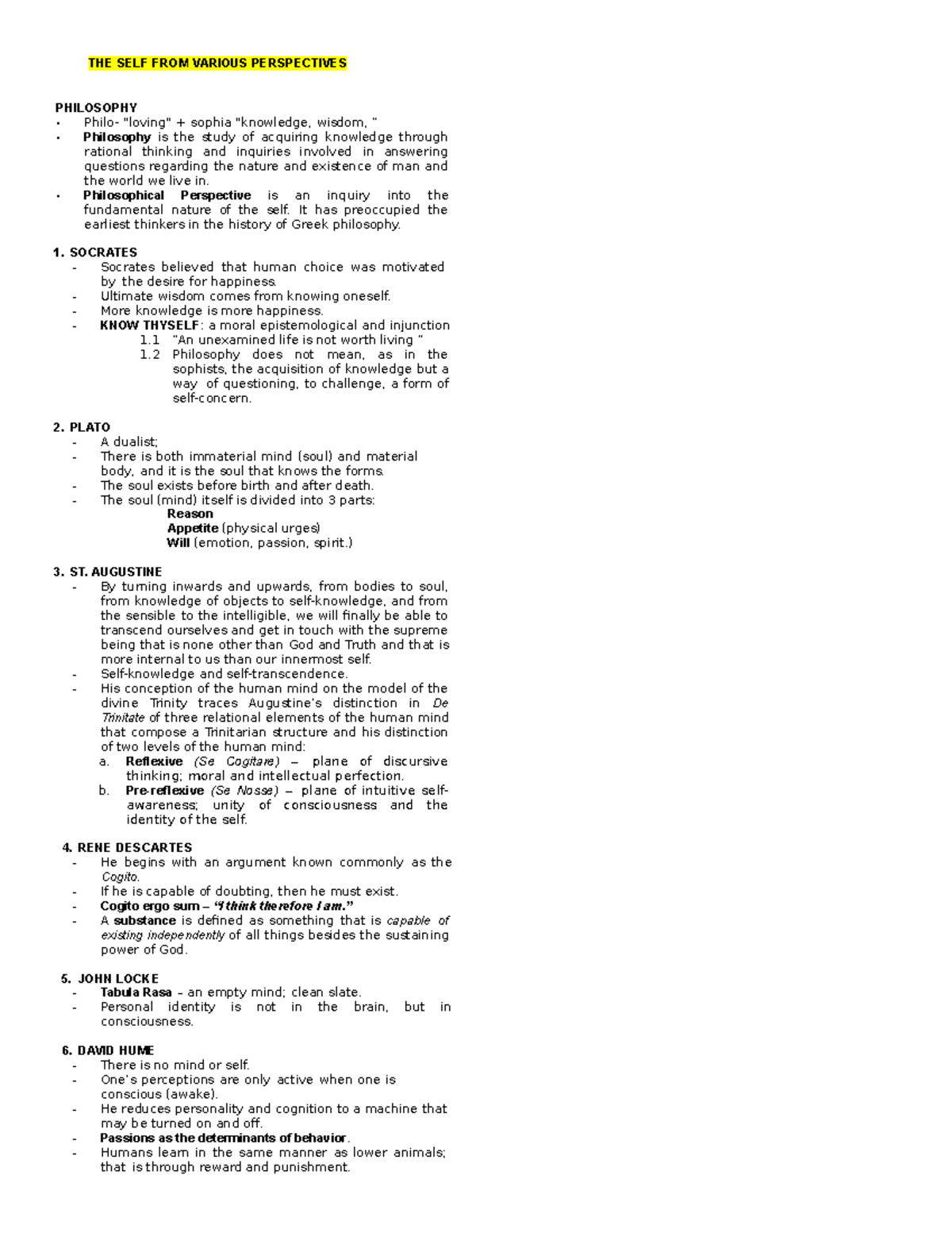 UTS Notes Finals - This would be a big help to all students. - THE SELF ...