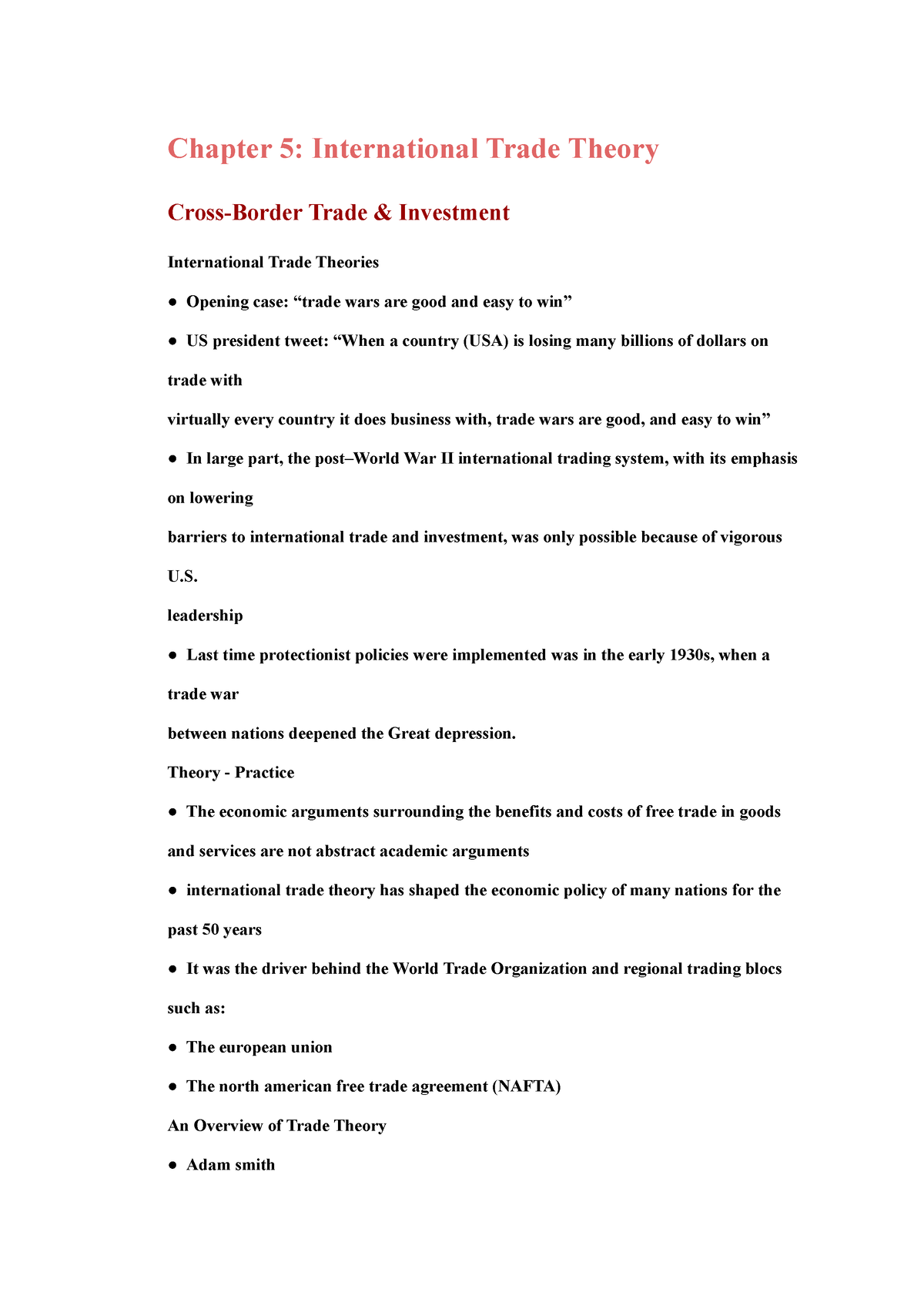 Adm3318 Chapter 5 - Lecture Notes - Chapter 5: International Trade ...