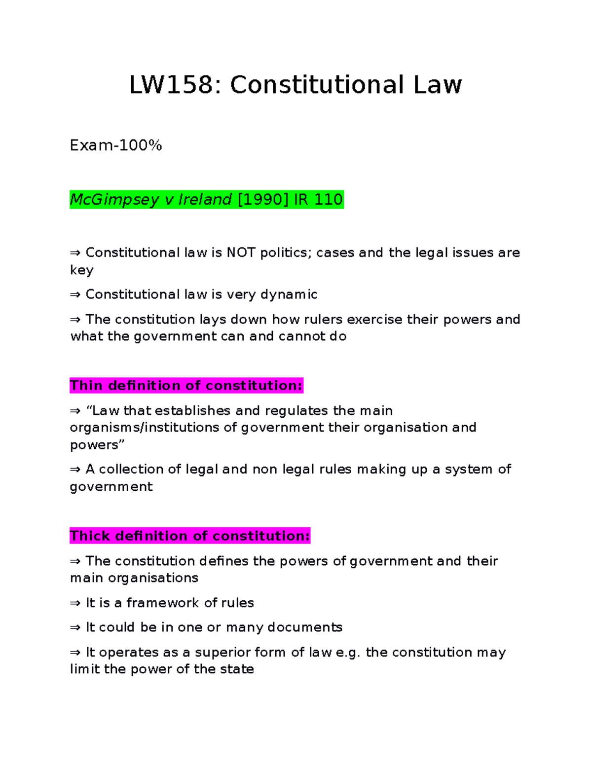 LW158Constitutional Law LW158 Constitutional Law Exam100