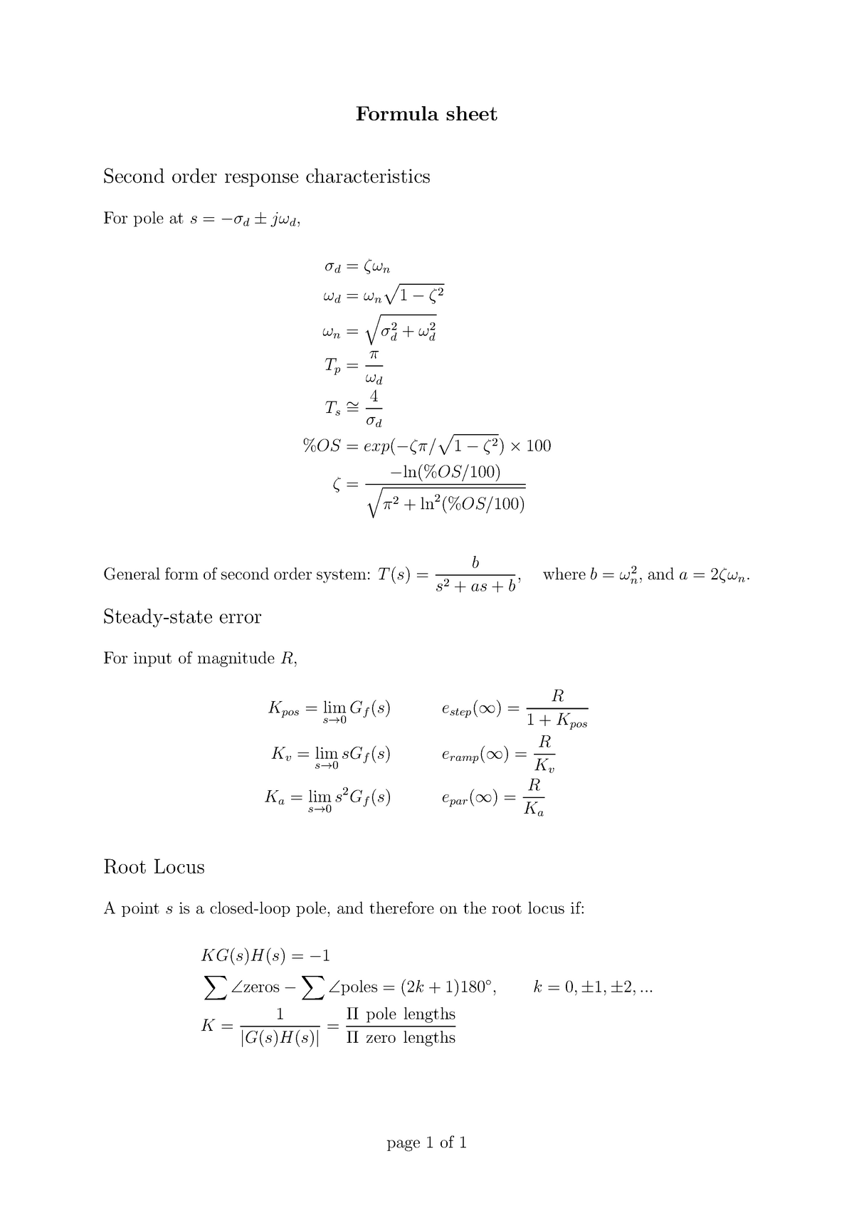 exam3304-formula-sheet-formula-sheet-second-order-response