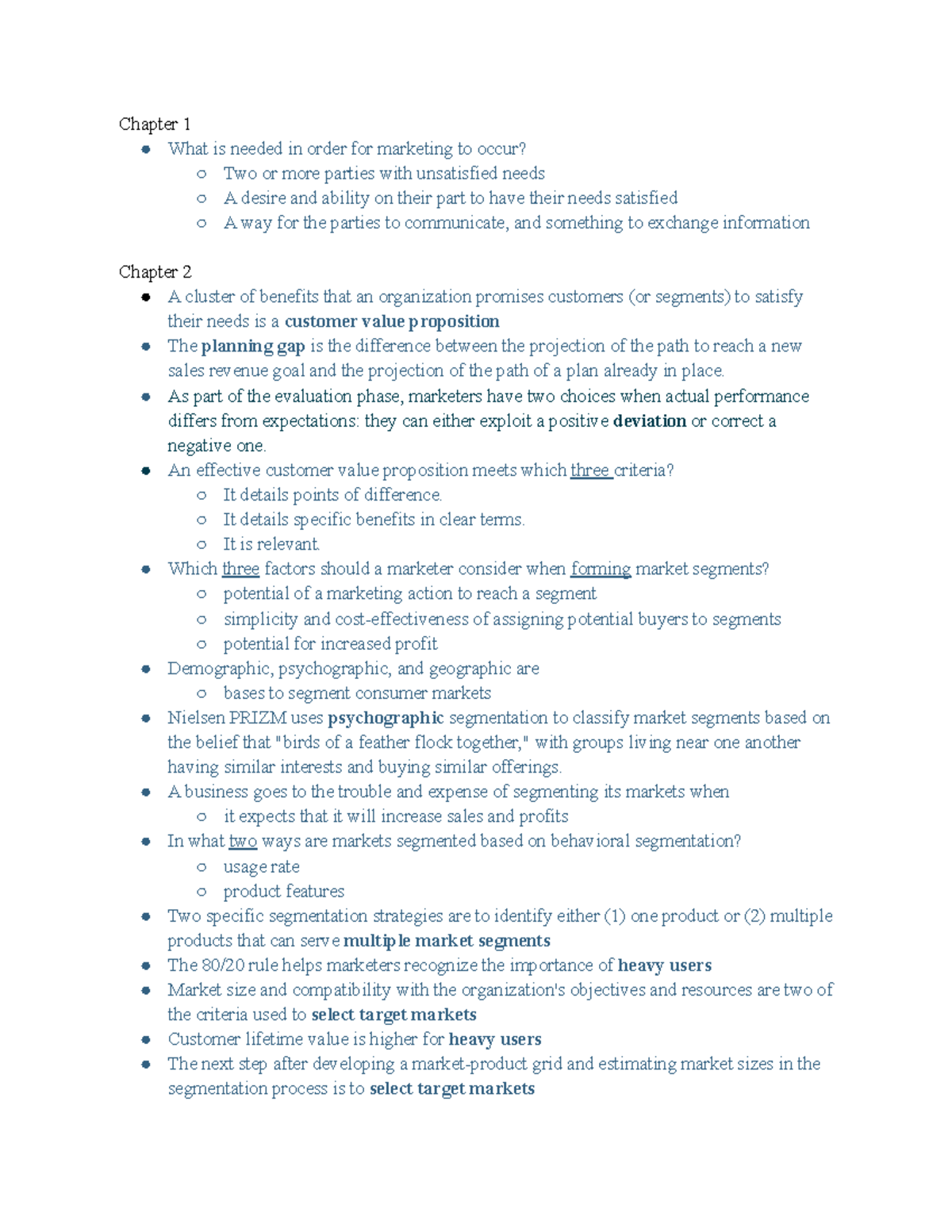 Marketing Notes - Chapter 1 What is needed in order for marketing to ...