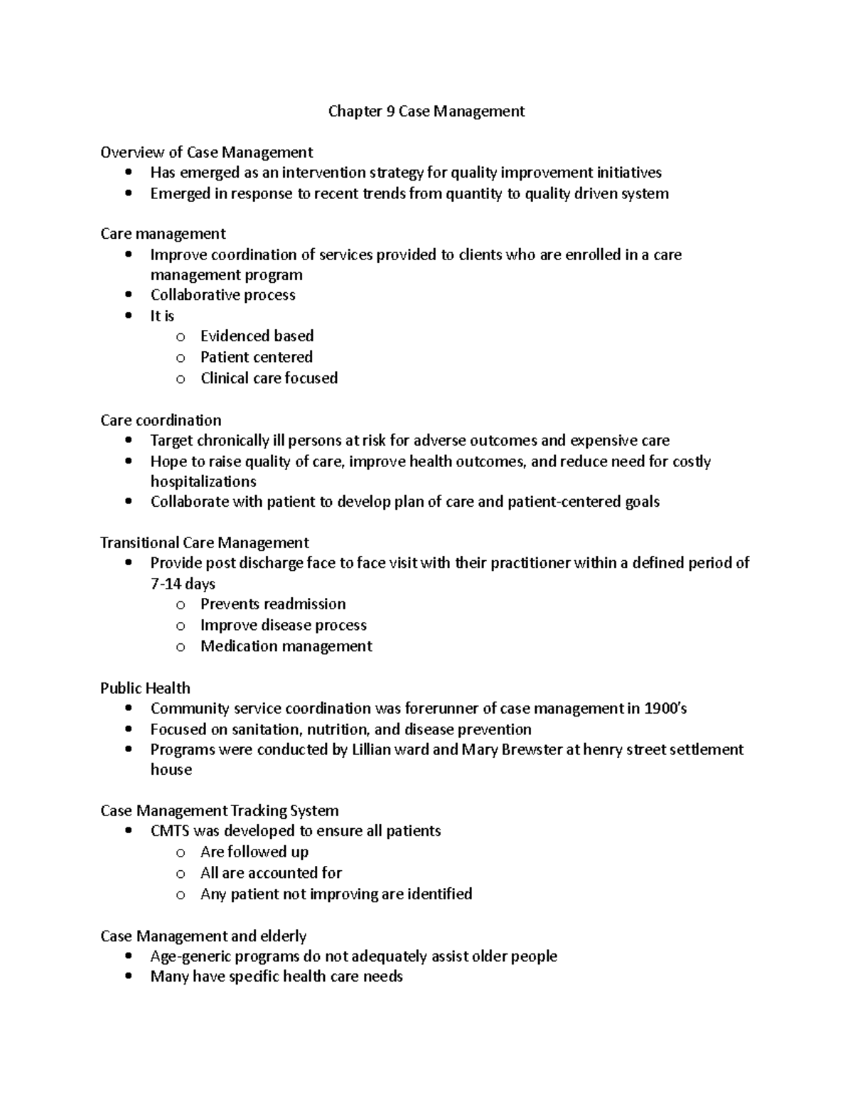 Chapter 9 Case Management - Chapter 9 Case Management Overview of Case ...