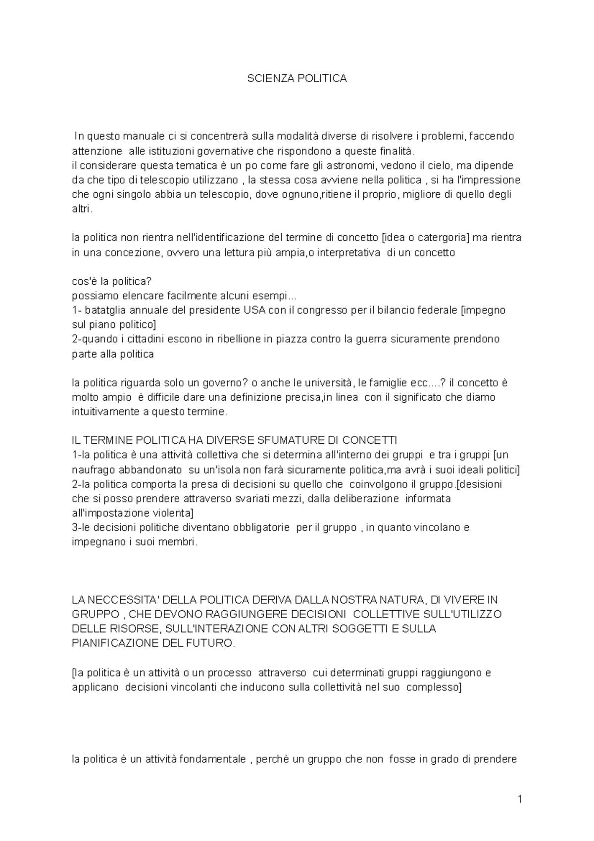 Scienza Politica - SCIENZA POLITICA In Questo Manuale Ci Si Concentrerà ...