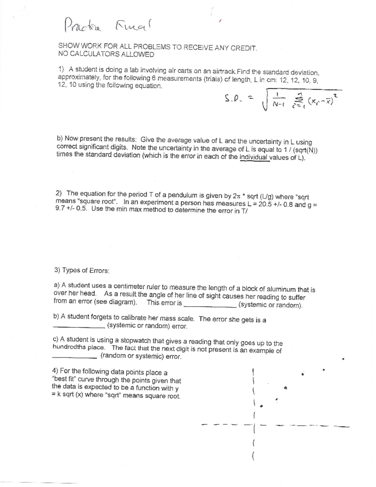 2B Practice lab final and solutions - PHYS 4B - Studocu