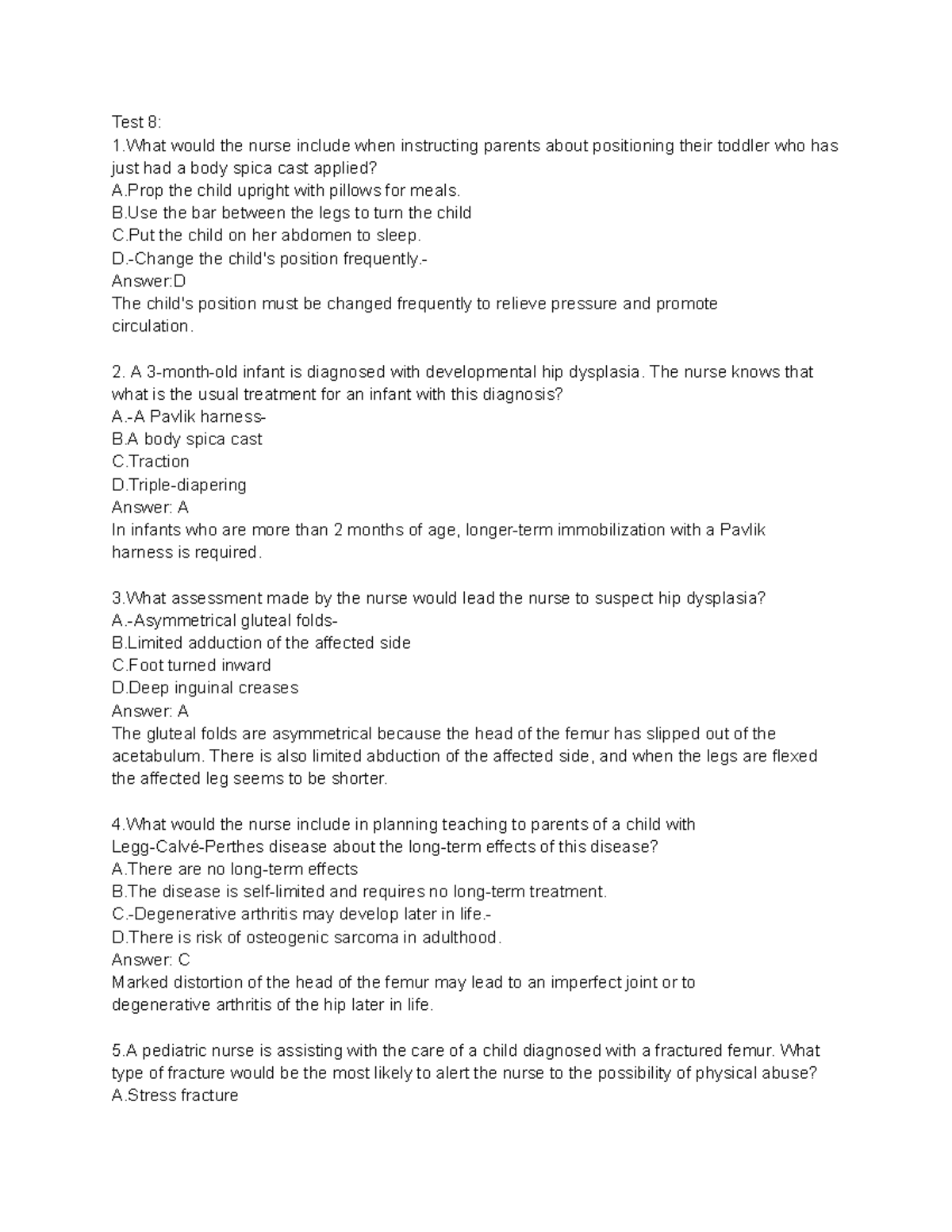 Test 8 diabetes Test 8 1 would the nurse include when instructing