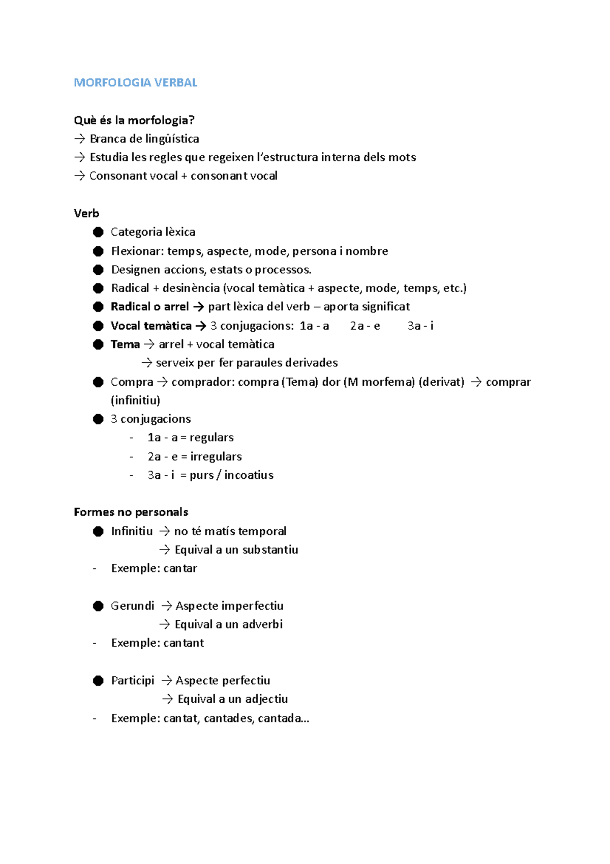 Morfologia Verbal - Apuntes De Clase. Totalmente Resumidos - MORFOLOGIA ...