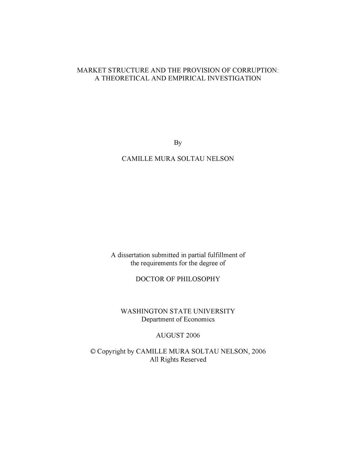 AE-sample - hnhnhn - MARKET STRUCTURE AND THE PROVISION OF CORRUPTION ...