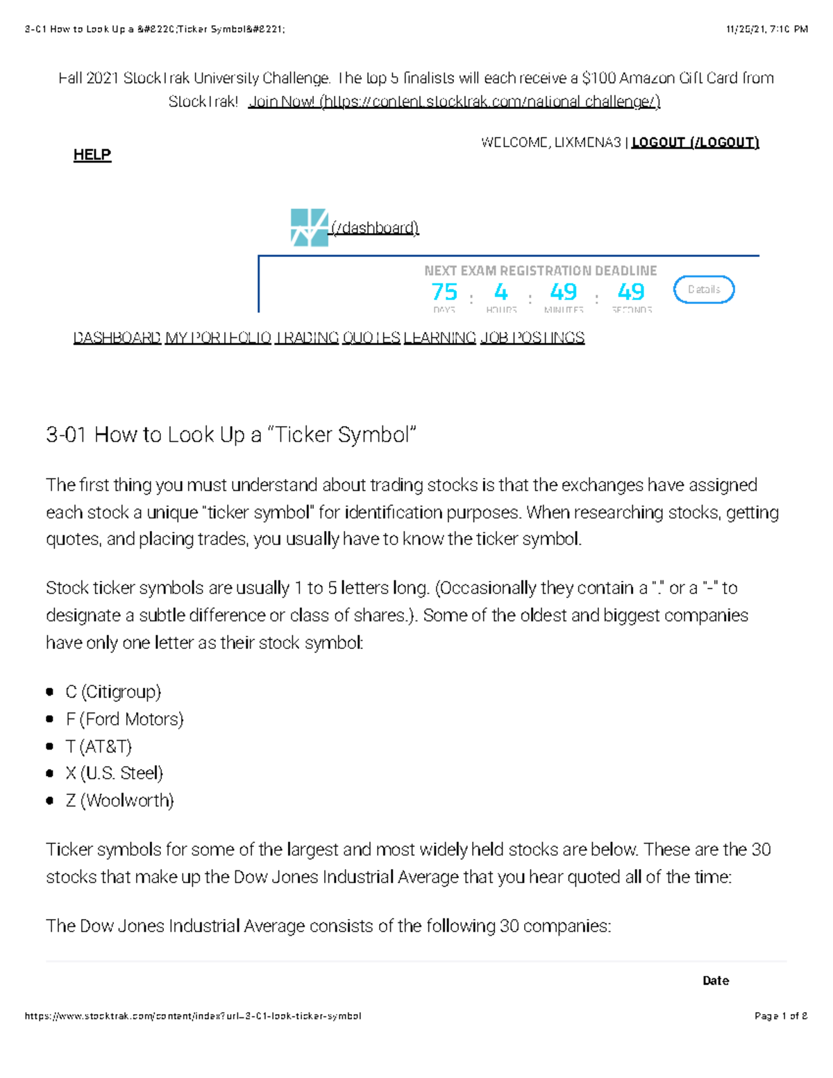 3-01 How to Look Up a "Ticker Symbol" - 3-01 How to Look Up a “Ticker ...