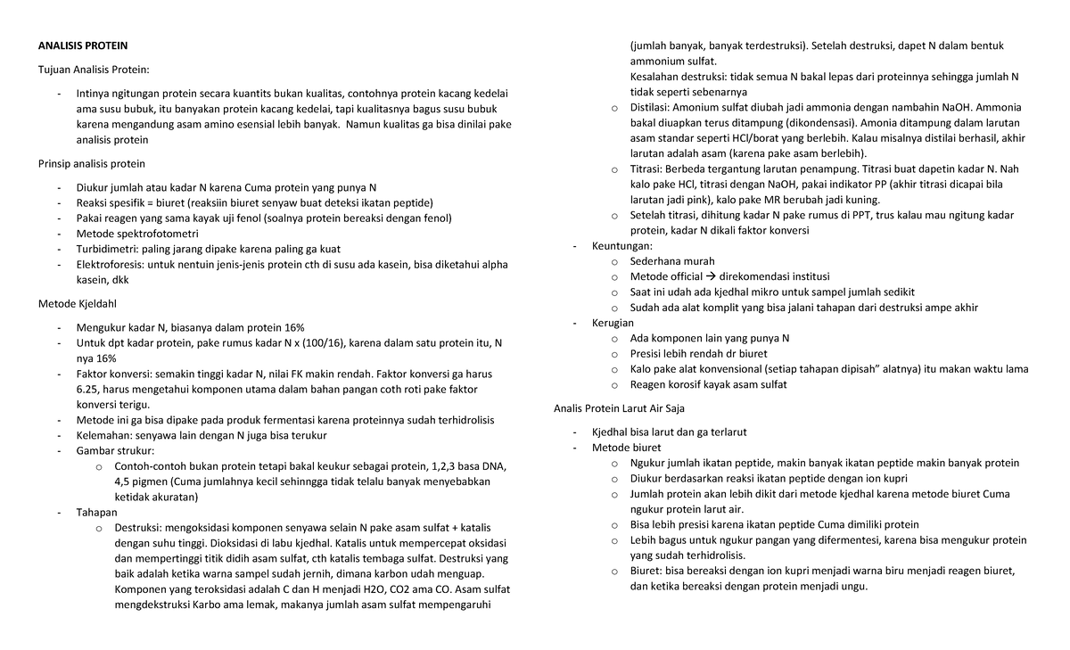 Analisis Protein Metode Kjeldahl ANALISIS PROTEIN Tujuan Analisis