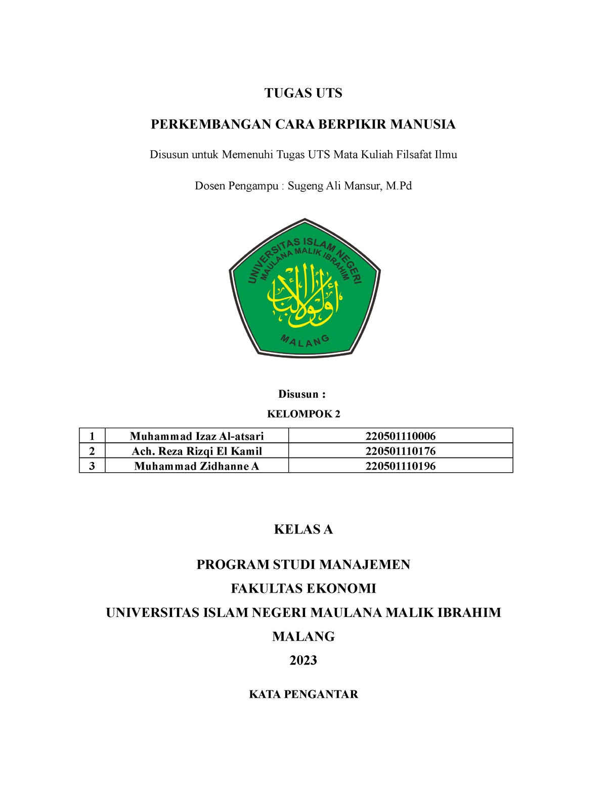 Makalah Filsafat Ilmu(A) Kelompok 2 Last - TUGAS UTS PERKEMBANGAN CARA ...