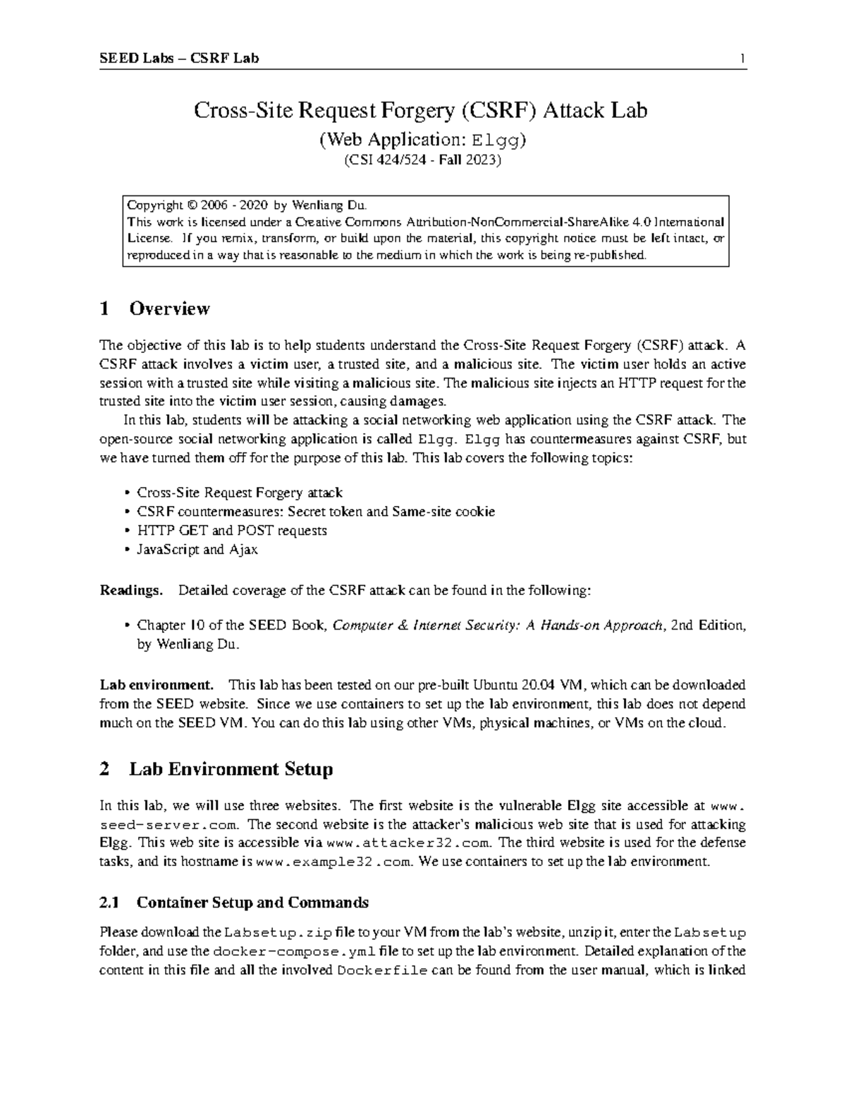 Lab07-csrf - Lab - Cross-Site Request Forgery (CSRF) Attack Lab (Web ...