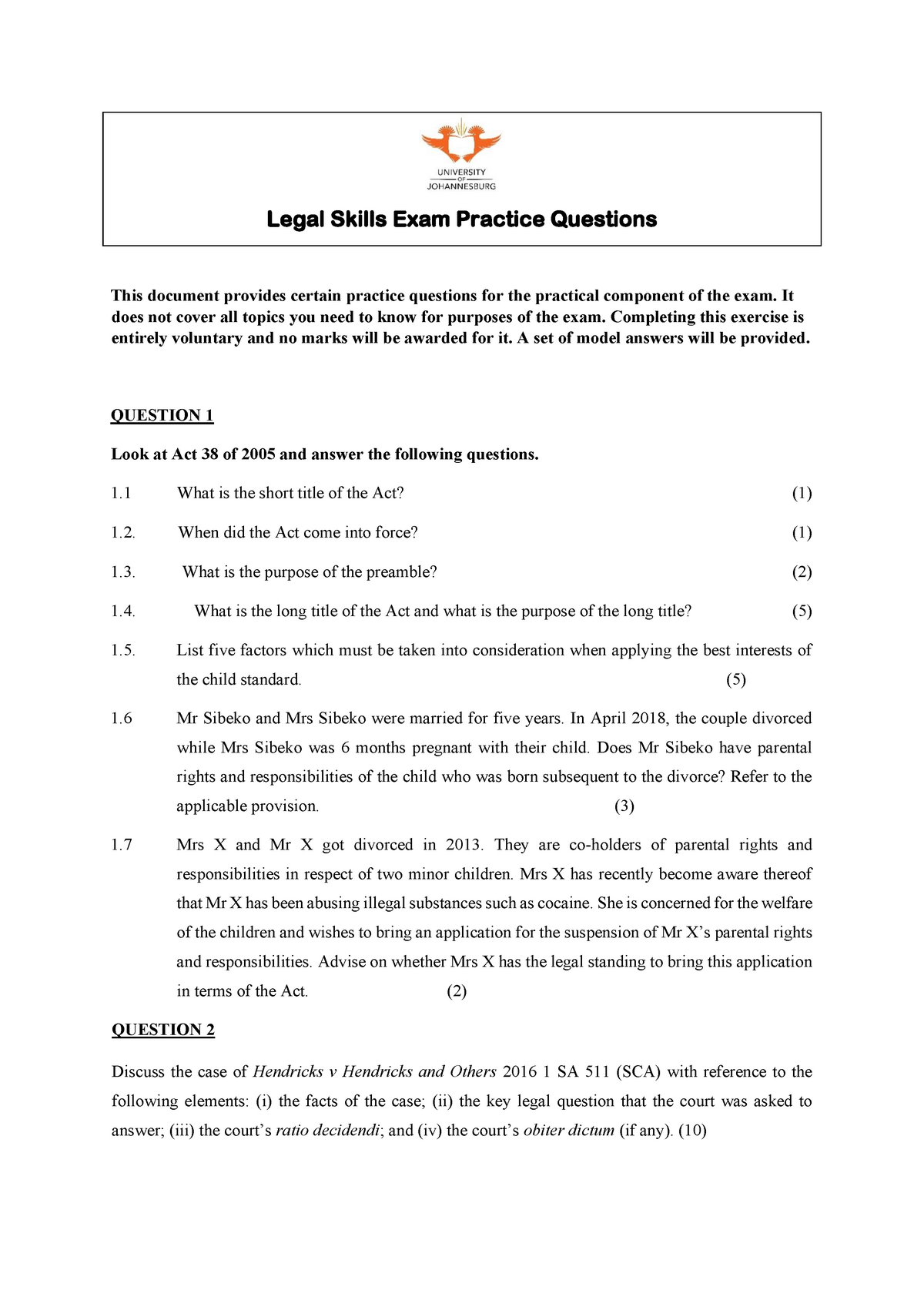 legal research and writing exam questions kenya