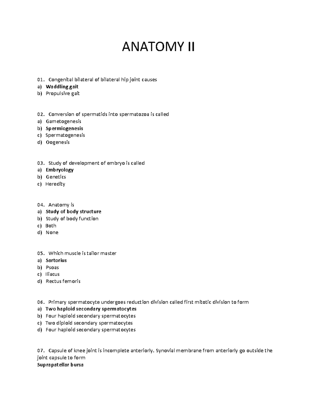 Anatomy II Finals 2022 Szabmu - ANATOMY II Congenital bilateral of ...