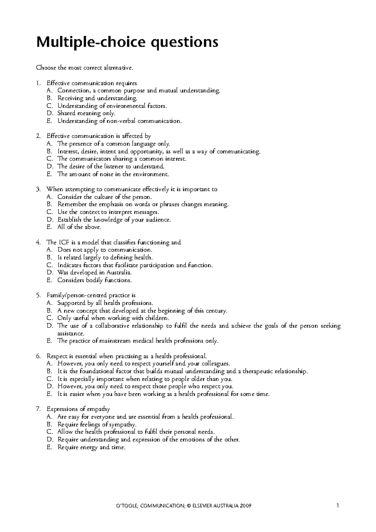 LA111 Multiple choice questions - Multiple-choice questions Choose the ...