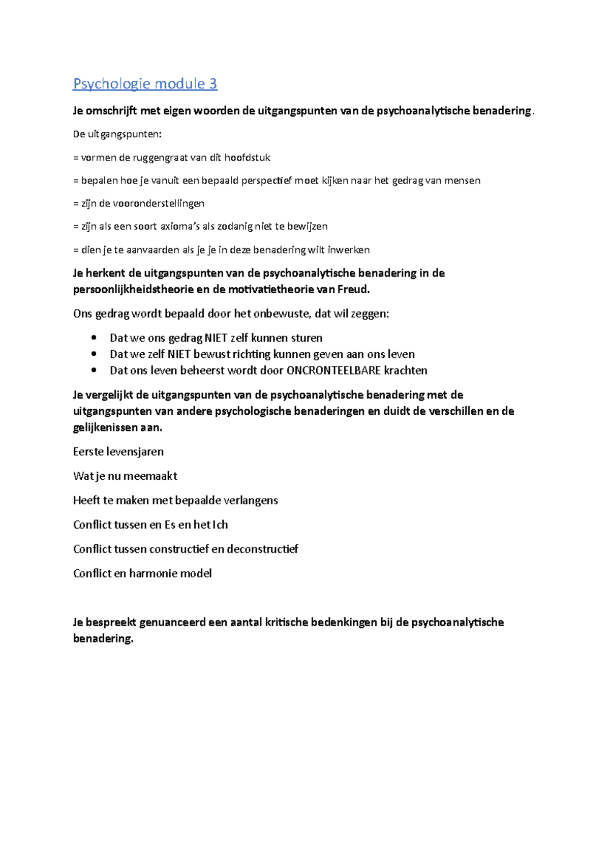 Psychologie module 3 - Arteveldehogeschool - Studocu