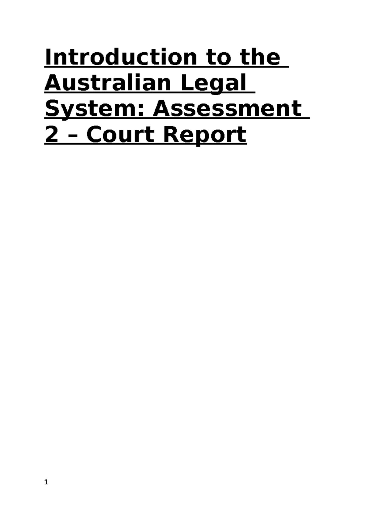Assessment 2 Court report 22 - Introduction to the Australian Legal ...