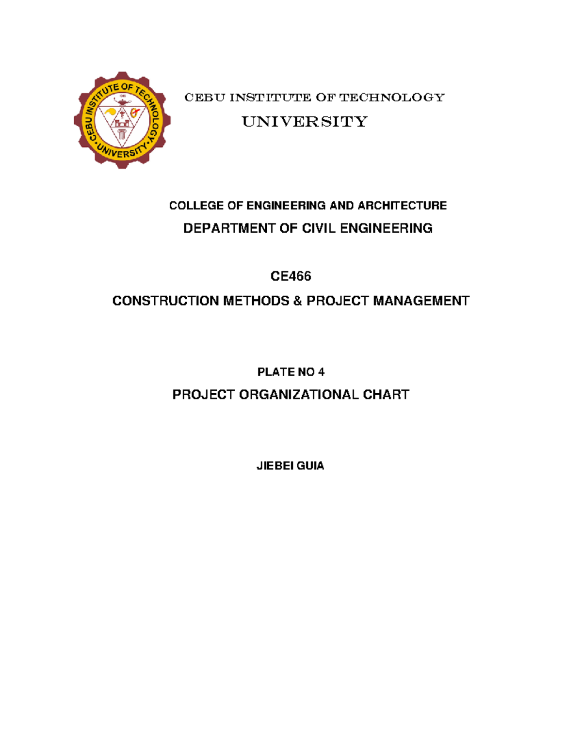 Ce466 Plate No 4 Civil Engineering Cebu Institute Of Technology