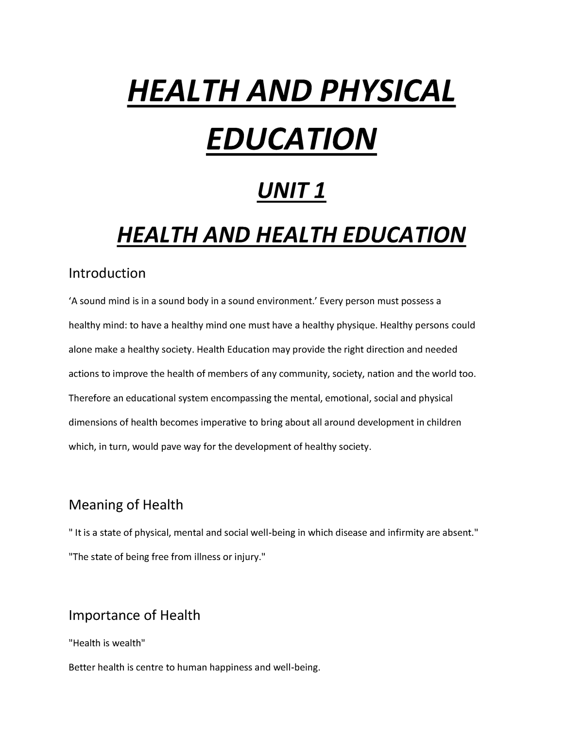 undergraduate project topics in physical and health education