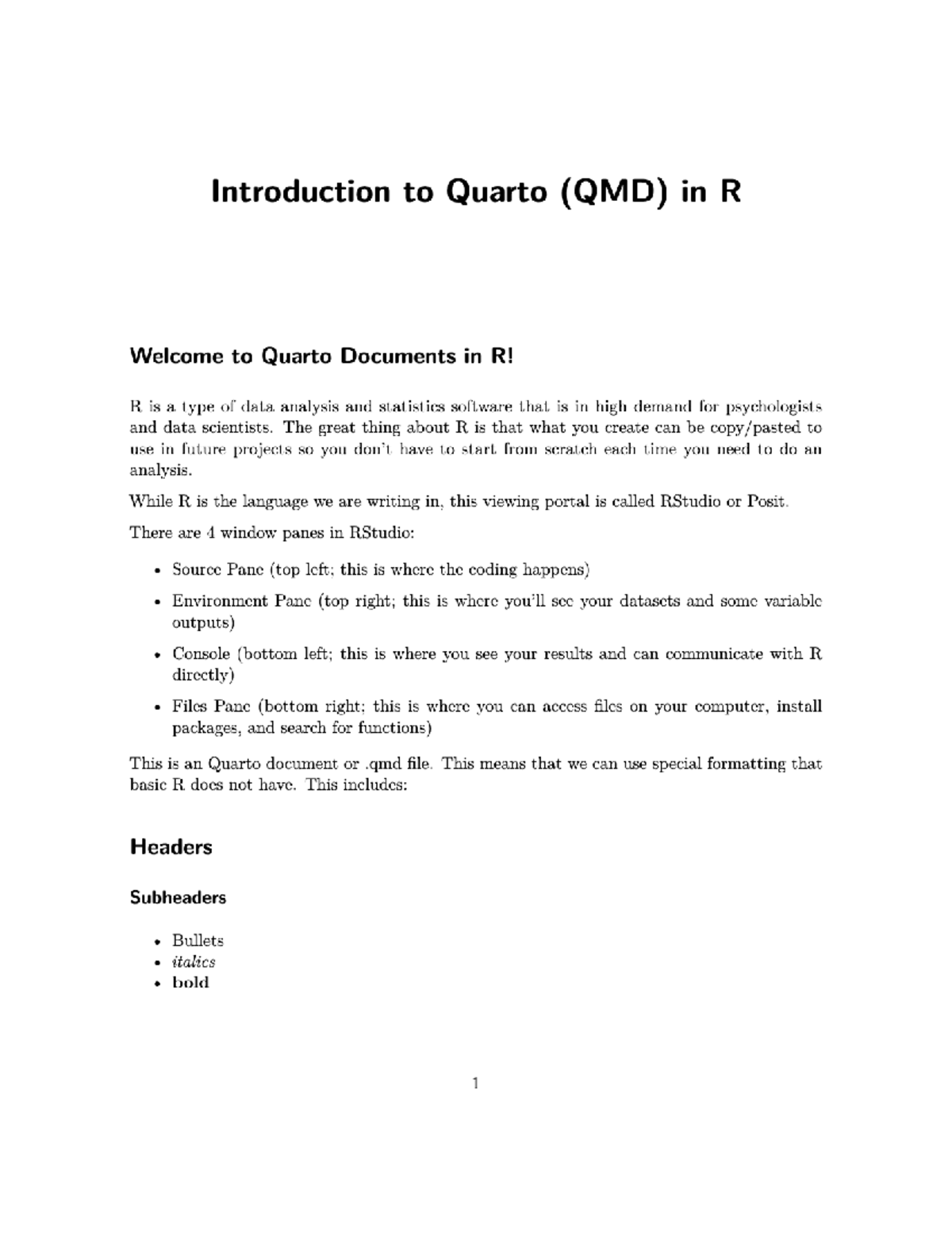 Introduction to Quarto (QMD) in R - R intro quarto - Introduction to ...