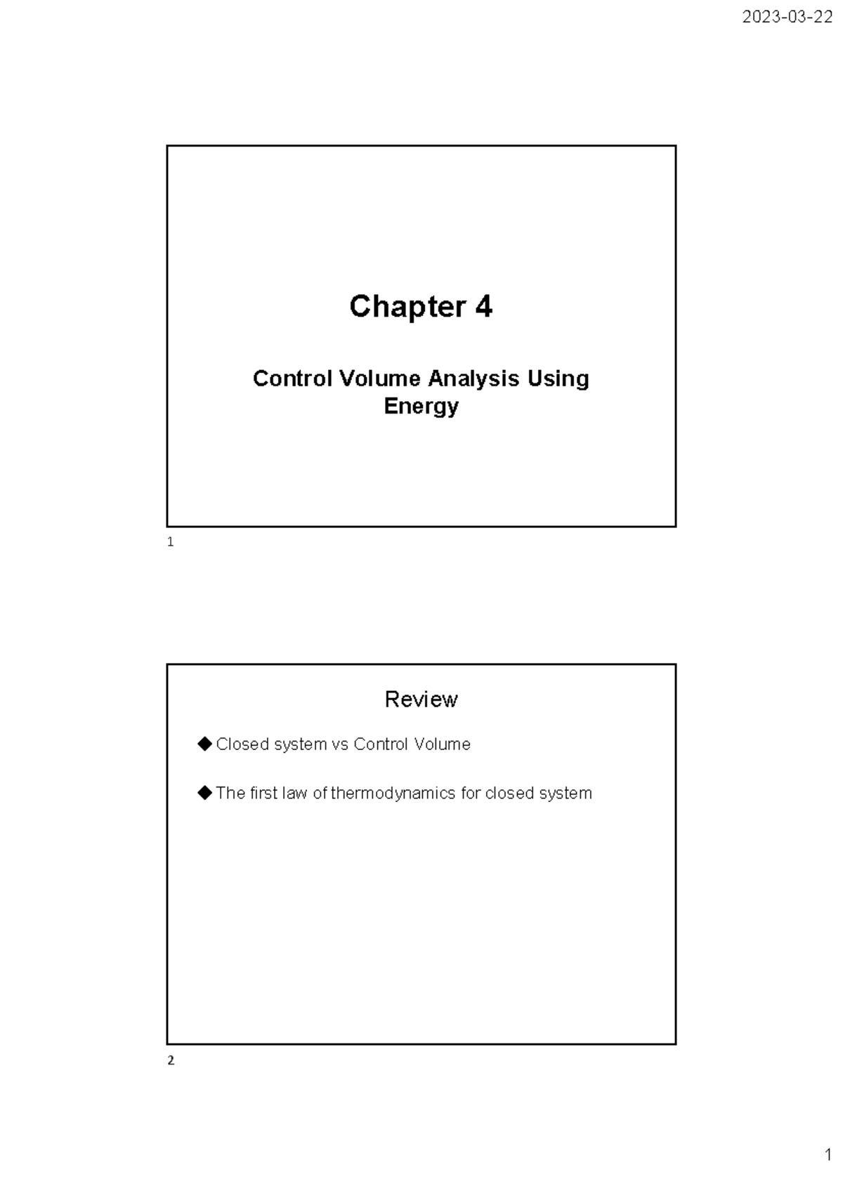 Ch4 - Summary Mis - Chapter 4 Control Volume Analysis Using Energy ...