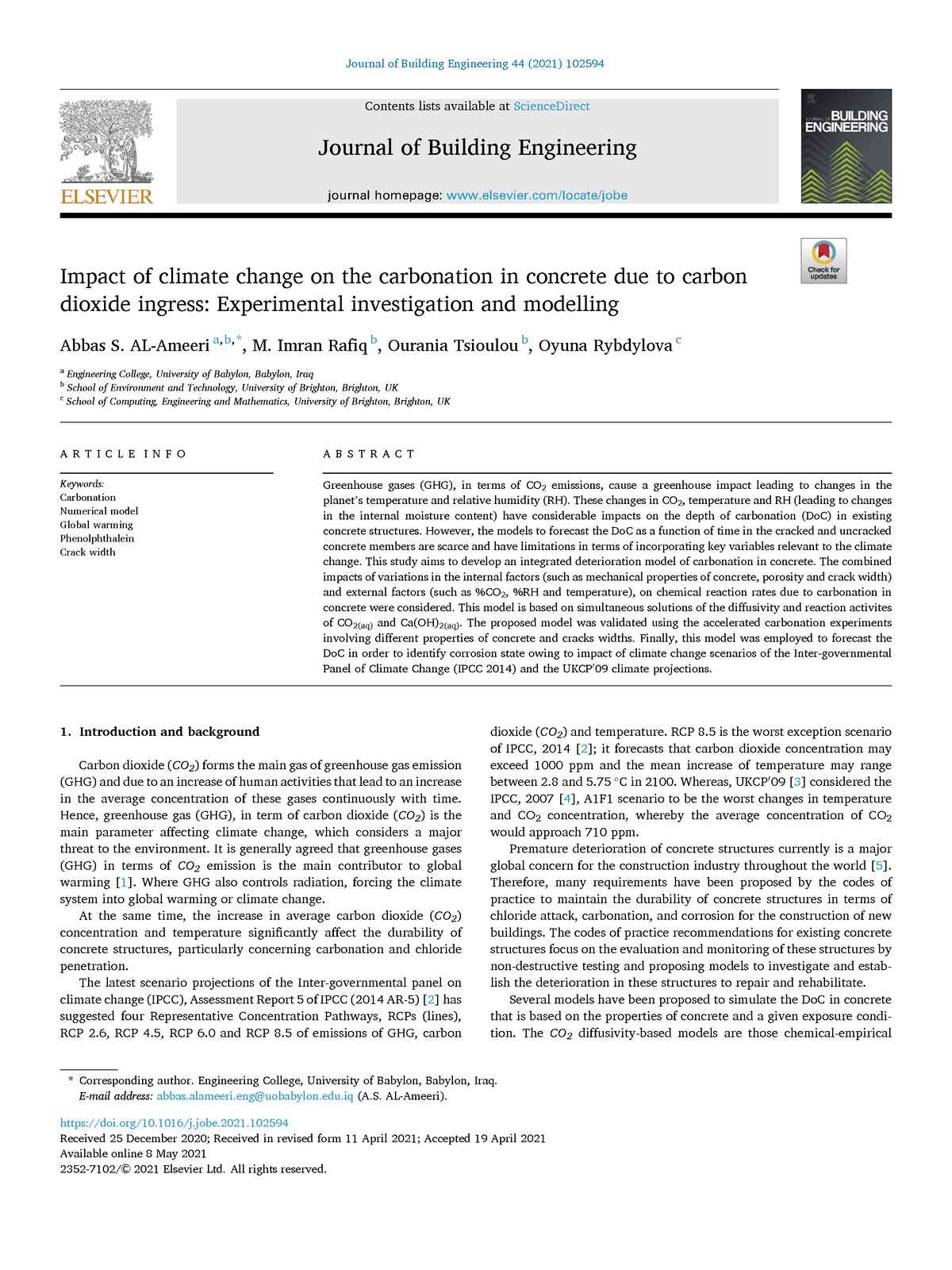 Carbonatación en concreto - Journal of Building Engineering 44 (2021 ...