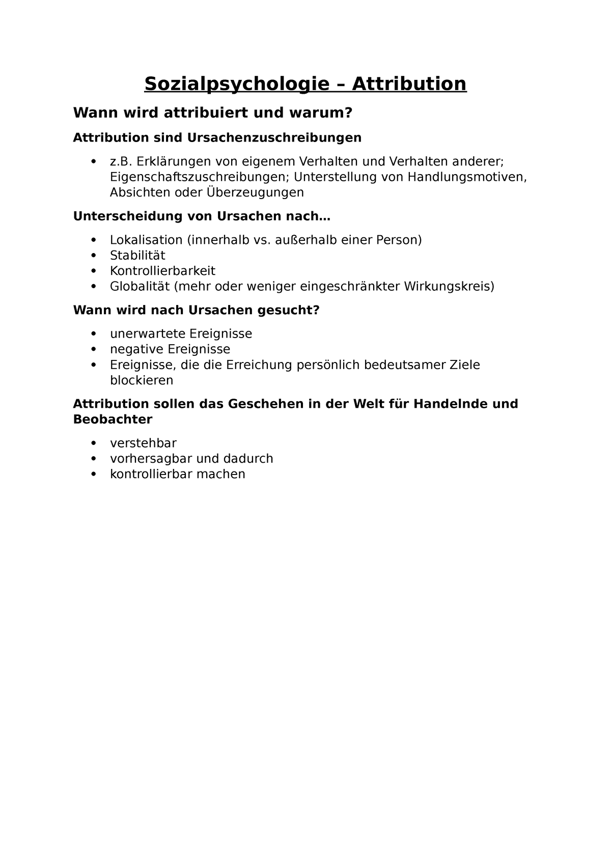 Vorlesung 6 - Attribution - Sozialpsychologie – Attribution Wann Wird ...