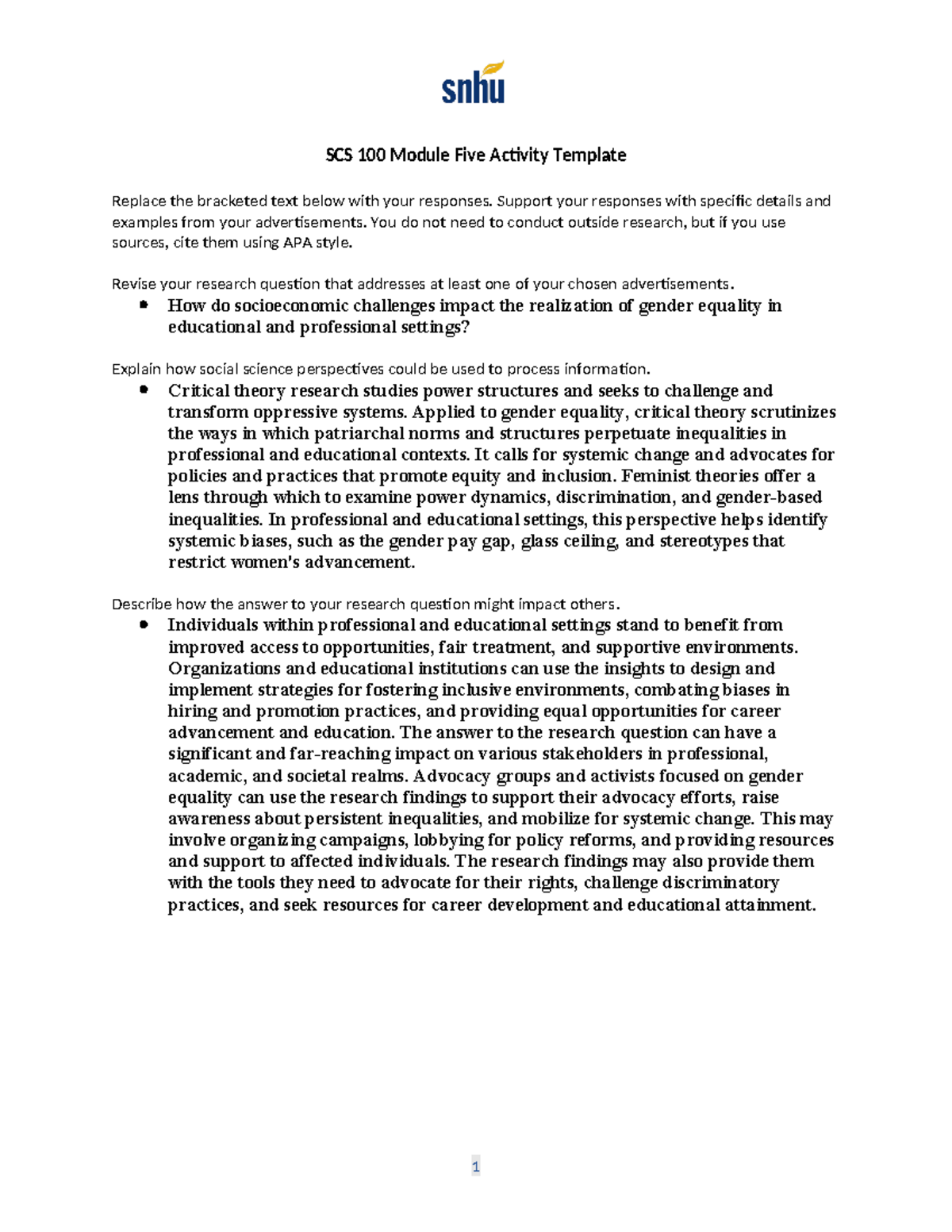 Module Five Activity - mod 5 - SCS 100 Module Five Activity Template ...