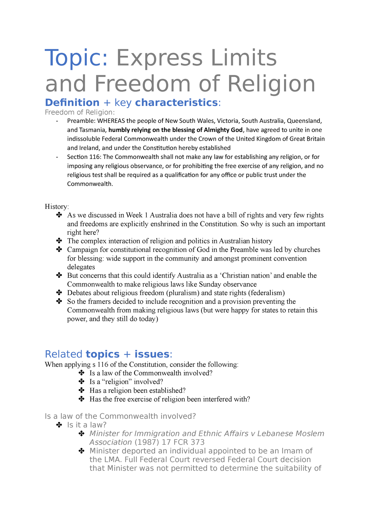 freedom of religion in america essay