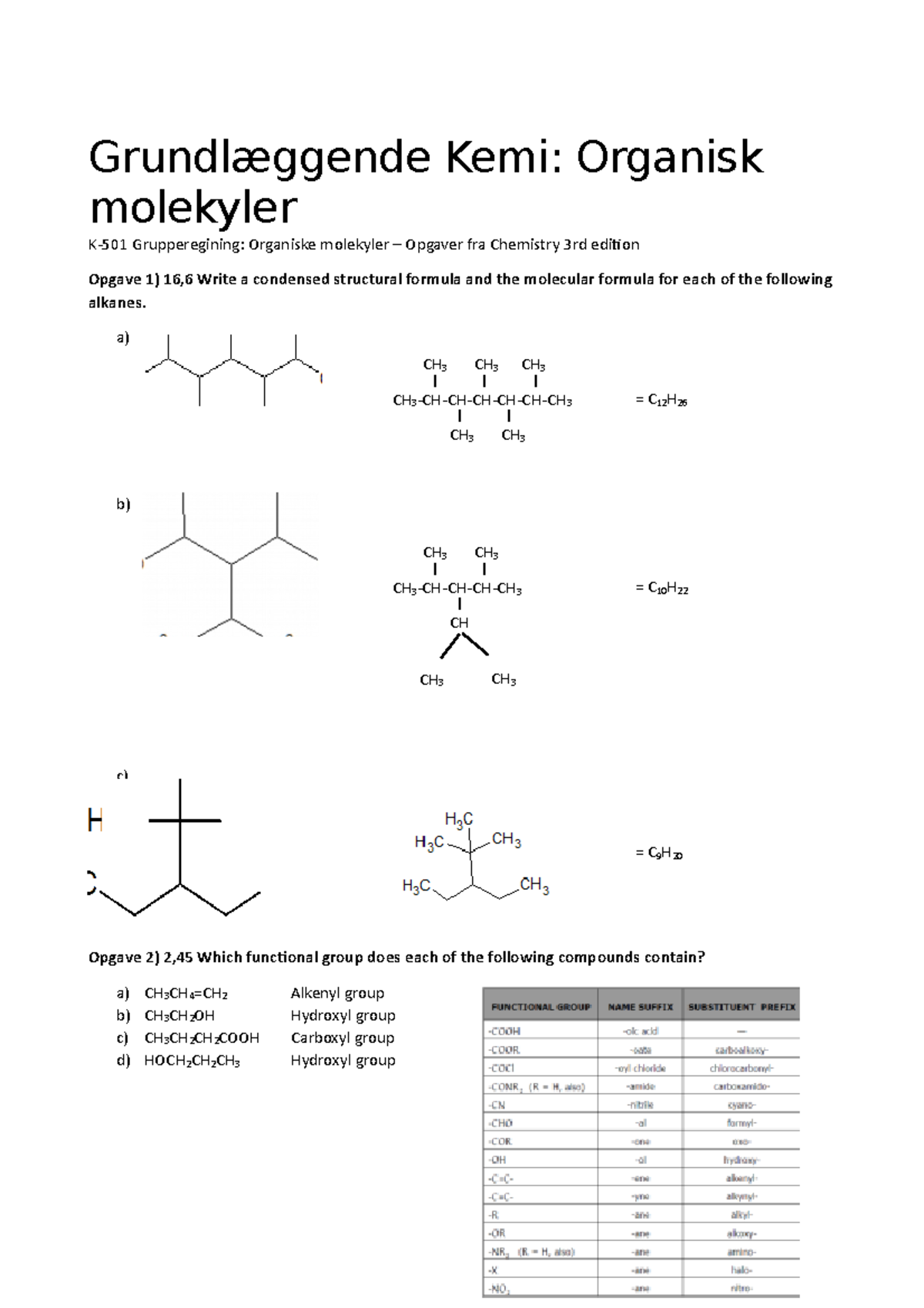 Grundlæggende Kemi - Grundlæggende Kemi: Organisk Molekyler K-501 ...