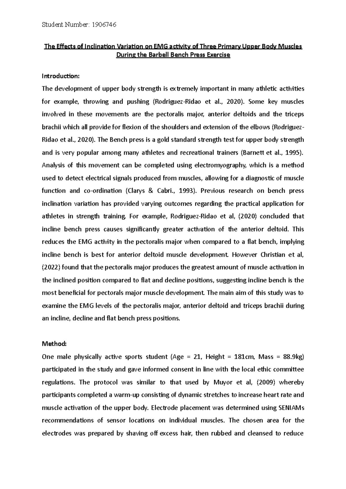 The Effects of Inclination Variation on EMG activity of Three Primary ...